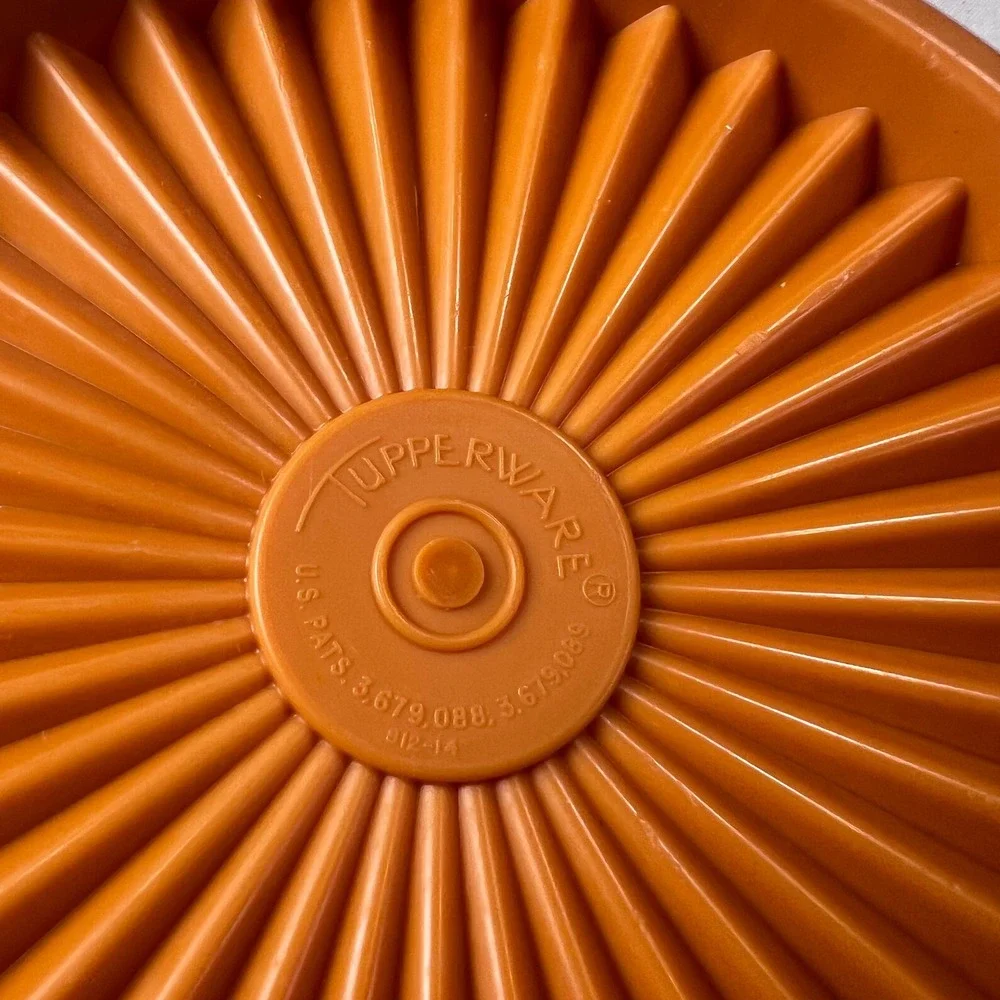 Vintage Tupperware Servalier Bowls Set of 2 Orange Green Sunburst Lids 1323